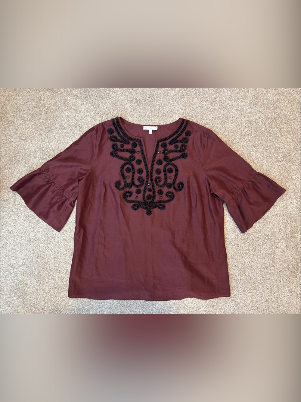 Talbots Wine Red Tunic with Black detailing